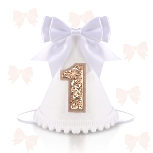 BARKBUDDIEE Bow 1st Birthday Hat - Adorable First Birthday Decorations