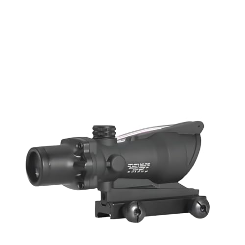 4x32 Fixed Magnification Scope with Red Fiber Optic Sight, Green Coated Lens, Illuminated Reticle, Side Turrets, Quick-Detach Mount Compatible with 20mm Rail(A1)