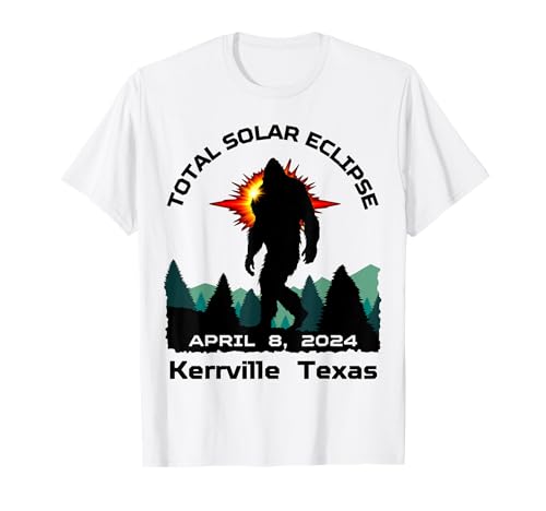Éclipse solaire totale 2024 à Kerrville, Texas, blague amusante sur Bigfoot T-Shirt