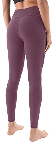 AFITNE Yoga Pants for Women High Waisted Tummy Control Athletic Leggings with Pockets Workout Gym Yoga Pants Bean Paste- L