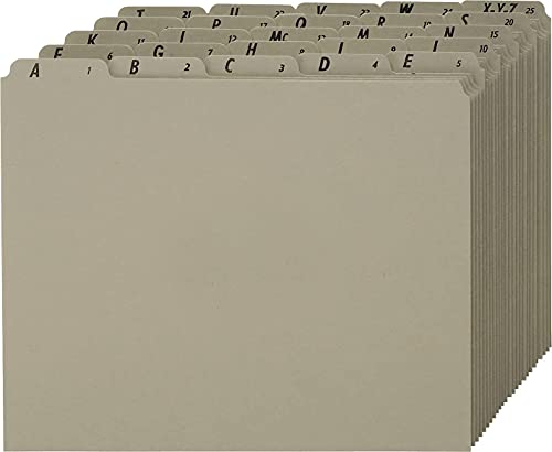 Pendaflex Pn925 Recycled Top Tab File Guides, Alpha, 1/5 Tab, Pressboard, Letter, 25/Set #TOP1