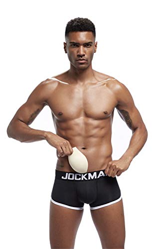 JOCKMAIL Ropa Interior para Hombre Sexy Boxeador con Almohadilla extraíble Ropa Interior de algodón para Hombre con Almohadilla Nalgas (L, Negro)