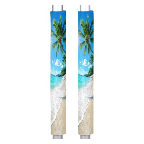 Image of Refrigerator Door Handle Covers Set of 2 Palm Beach Coastal Ocean Washable Fridge Dishwasher Mocrowave Oven Stove Decor Protector Handle Cover Keep Kitchen Appliance Clean from Food Stains Decorate