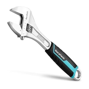 DURATECH 10-Inch Adjustable Wrench, Cr-V Steel Wrench, Wide Jaw Wrench, Metric & SAE Scales, for Home, Garage, Workshop and DIY