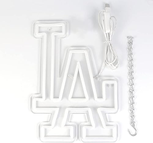 WonderfulLife Los Angeles Dodgers LA Neon Sign for Wall Decor,Garage or Man Cave Decor,Dorm Decorations,Office Wall Art and Game Room Decor（Blue）