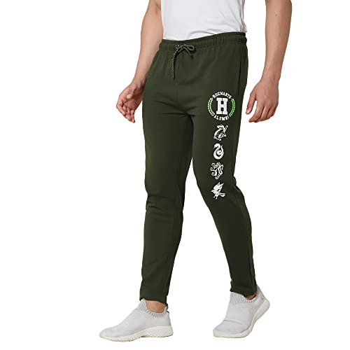 Image of Free Authority Harry Potter Printed Slim Fit Green Cotton Men's Trackpant