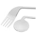 Hemobllo Ergonomic Curved Stainless Steel Fork and Spoon for Right Handed Seniors Lightweight Adaptive Self Feeding Utensils with Non Slip Textured Handles for Disabled and Elderly Users