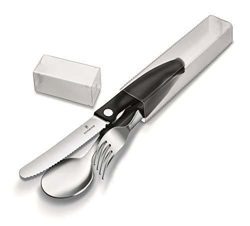 VICTORINOX ペティナイフ 折りたたみ テーブルセット 3P ブラック スイスクラシック フォーク スプーン アウトドア キャンプ 6.7192.F3