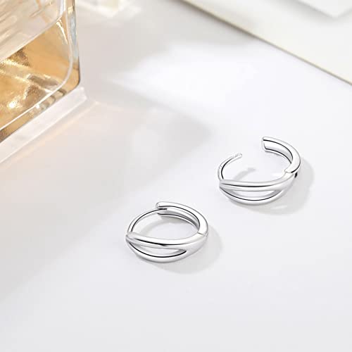 Orecchini a Cerchio Piccoli Per Donna, Orecchini Donna Argento 925, Orecchini Cerchio Piccoli Ipoallergenici,Orecchini Donna Cerchio- Regali Compleanno Regalo Mamma(13mm)