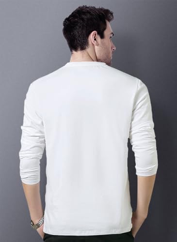Image of Noble Monk Men Full Sleeve Round Neck T-Shirt | Printed Sleeves |Regular fit Tshirt for Men