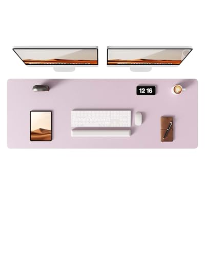 Image of YSAGi Leather Desk Pad Protector, Office Desk Mat, Large Mouse Pad, Non-Slip PU Leather Desk Blotter, Laptop Desk Pad, Waterproof Desk Writing Pad for Office and Home(Grayish Lavender, 47 inch x 17 inch)