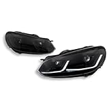 Himwqfuh Feux Avants Voiture Pour VW Pour Golf 6 Mk6 (2009 2012) Phare Avant À LED Avec Projecteur Et Feux Jour Accessoires Automobiles Phares Avant(G*TI Red)