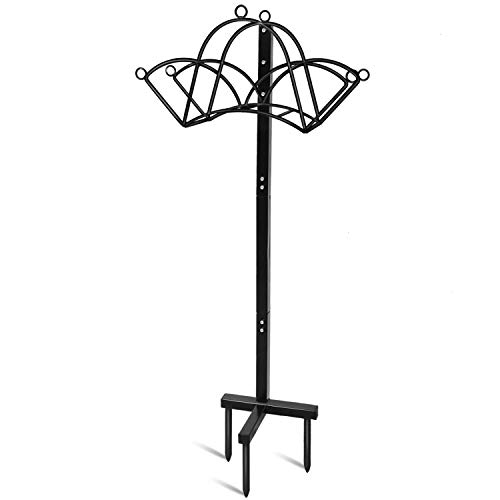 Rocinha Garden Hose Holder for Outside, Heavy Duty Metal Water Hose Holder Hanger, Detachable Hose Storage Stand Rack for Yard, Lawn, Bright Black