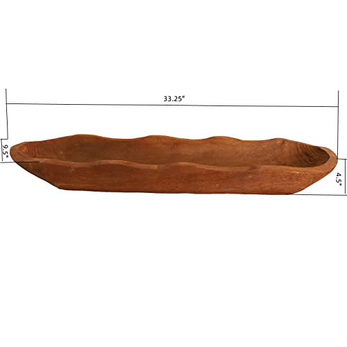 Wood-Dough-Bowl-Hand-Carved-Rustic-Large-Wooden-Dough-Bowls-for-Decor-Farmhouse-Long-Decorative-Wooden-Bowls-for-Table-Centerpiece-Coffee-Table-Home-Kitchen-DecorBrown-3325-Length Wood Dough Bowl Hand Carved Rustic Large Wooden Dough Bowls for Decor Farmhouse Long Decorative Wooden Bowls for Table Centerpiece Coffee Table Home Kitchen DecorBrown 3325 Length