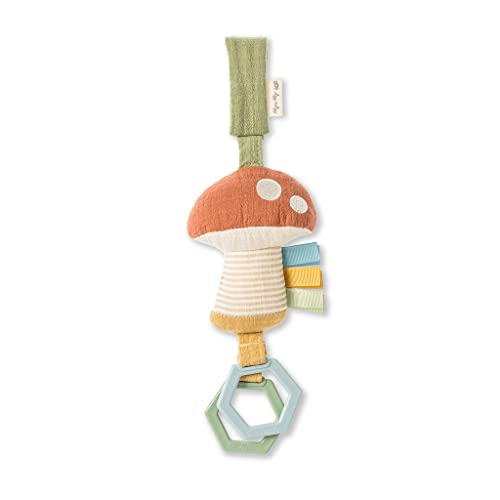 Image of Itzy Ritzy Jingle Travel Toy for Stroller, Car Seat or Activity Gym - Baby Hanging Toy Features Jingle Sound, Clinking Rings & Adjustable Attachment Loop (Mushroom)