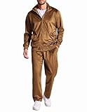 COOFANDY Velour Tracksuit for Men Full Zip Sweater Sweatpants with Pockets Long Sleeve Active Shirts for Men