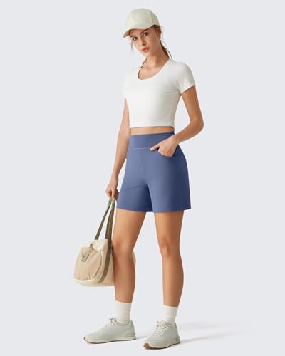 Image of G4Free EverGoing Women's Casual Shorts High Waisted 4'' / 5'' Comfy Shorts with Pockets for Yoga Workout Lounge