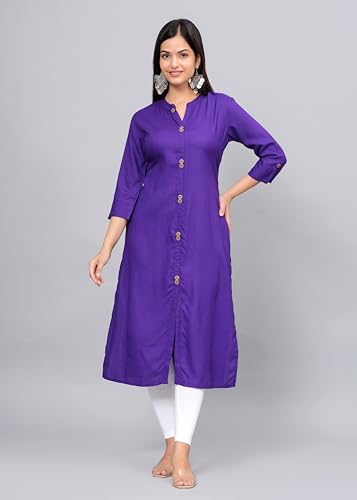 Image of NEW4U Women's Solid Rayon Straight Kurta