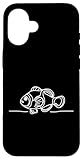 Coque pour iPhone 16 Line Art Poisson & Ichtyologiste Faux Percula Poisson Clown