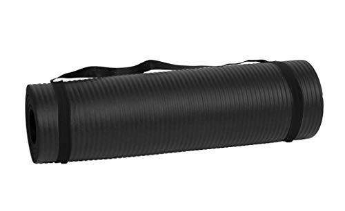 Mind Reader NBRMAT-BLK All Purpose 1/2 Extra Thick Yoga Fitness & Exercise Mats with Carrying Strap, High Density Anti-Tear, Black