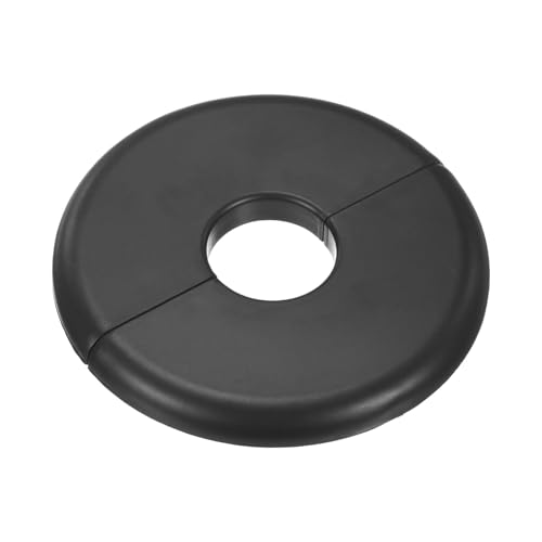 M METERXITY 1-Pack Wall Split Flange, ABS Round Self-Adhesive Escutcheon Plate Cover Buckle for 22mm/0.87in Dia Pipe Accessories/Floor/Ceiling, Plumbing Cover Plates [Black,6mm/0.24in H]