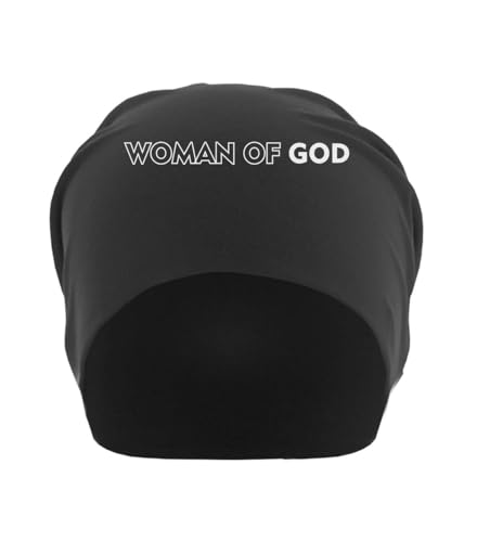 Bonnet en coton fin unisexe noir Woman of God en maille délicate