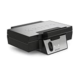 KRUPS FDK Iconic, Appareil à croque monsieur, Plaques antiadhésives en céramique, Croque monsieur gourmands, Rangement vertical facile, FDK464, Acier Inoxydable/Noir