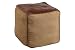 invicta INTERIOR Retro Sitzpouf Mustang 53cm Lederbezug mit Leinen Sitzwürfel Pouf Sitzhocker