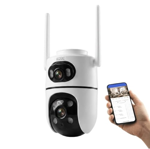Leduc Câmera Segurança WiFi Externa PTZ IP66 – Giro 355°, Visão Noturna 24h, Áudio Bidirecional, Alerta Movimento, App iCSee, Monitoramento Casa
