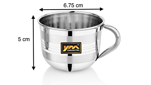 Image of Tea & Coffee Cup | Set of 6 | Silver Mirror Finish | Break Resistant | Durable | Gifting Item | 140ml
