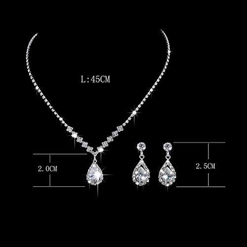 Aukmla Bride Wedding Necklace Earrings Set Silver Rhinestones Necklaces Bridal Crystal Jewelry Accessories For Women And Girls (Set Of 3) #TOP3