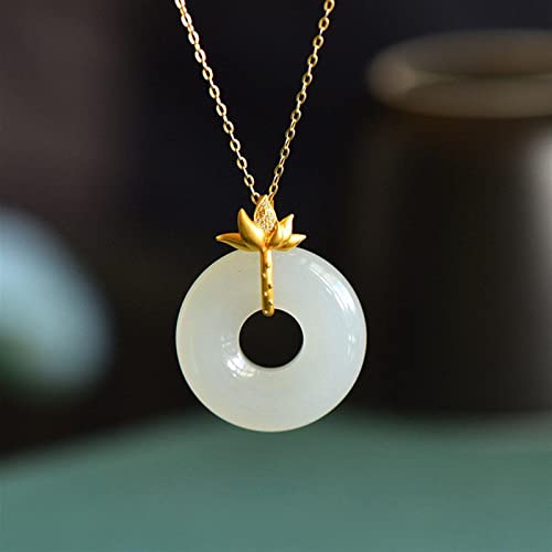 Pendentif en jade de Hetian blanc avec monture en argent S925, cadeau précieux