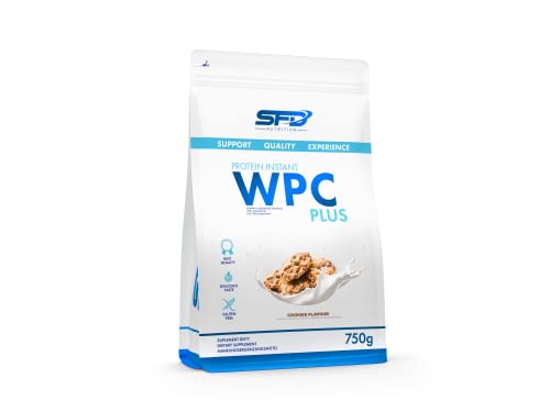 SFD WPC Protein Plus Nahrungsergänzungsmittel für effektives Training und Muskelregeneration - 24 g Protein pro Portion ohne Aspartam ohne Zuckerzusatz glutenfrei - 750 g Keksgeschmack Cover