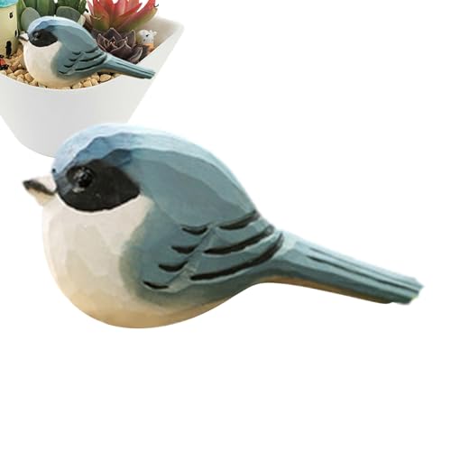 Genérico Estatua de pájaros Tallado a mano - Figuras de pájaros de madera pintados | en miniatura esculpidos Acentos de decoración del hogar | decorativos pintados a mano para la mesa de estant