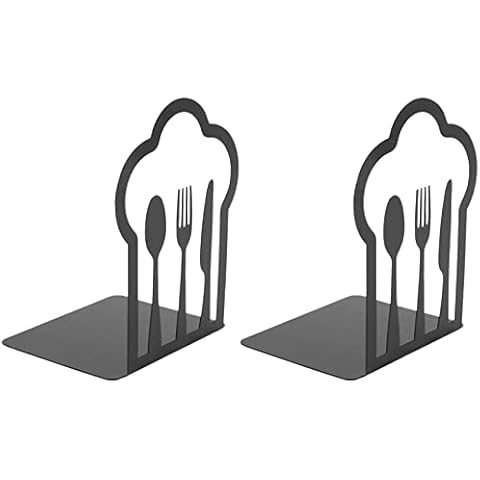 Tbkoly Kitchen Cookbook Bookends Fork Knife Spoon Decorative Metal Book Ends Fork Knife Spoon Cookbook Storage Books Bookends Cover