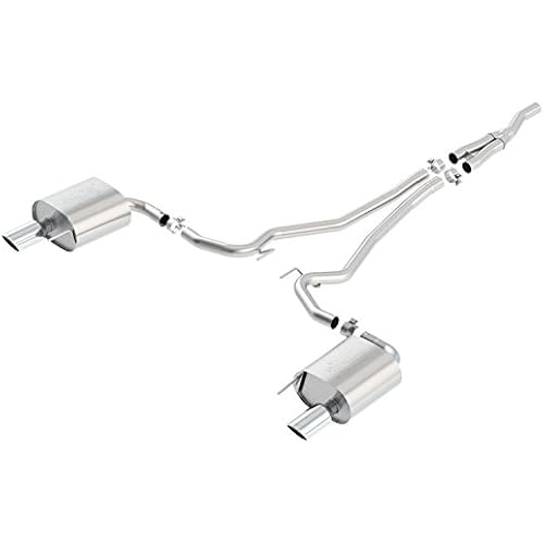 BORLA 140585 Cat-Back Performance Exhaust System for 2015-2023 Ford Mustang 4 Cyl. T-304 Stainless Steel ATAK Sound Dual Split Rear Exit Single 4" Round Chrome Tips On Each Side