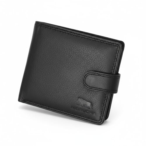 MORUCHA Portefeuille Noir Pour Homme | Véritable Cuir Nappa Souple Blocage RFID | Grande Capacité, Elégant Porte-Monnaie Portefeuille | 6 Cartes, Identifiant Et Argent | Cadeau En Boîte | M-25