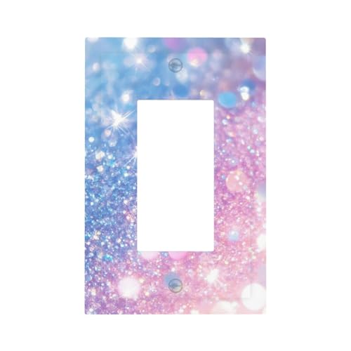 Light Purple Abstract Halo Colored Glitter Dots Print Decorative Outlet Covers 1 Gang Single Rocker Light Switch Cover Plate Wall Plates GFCI Faceplate for Bedroom Living Room Decor