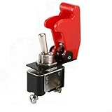 Yuanpgky Für SPST Wippschalter 250V 15A 2-polig 2-Position 1NC+1NO mit roter Schutzabdeckung, Selbsthemmender Mechanismus, IP54 bewertet, flammhemmendes Gehäuse f