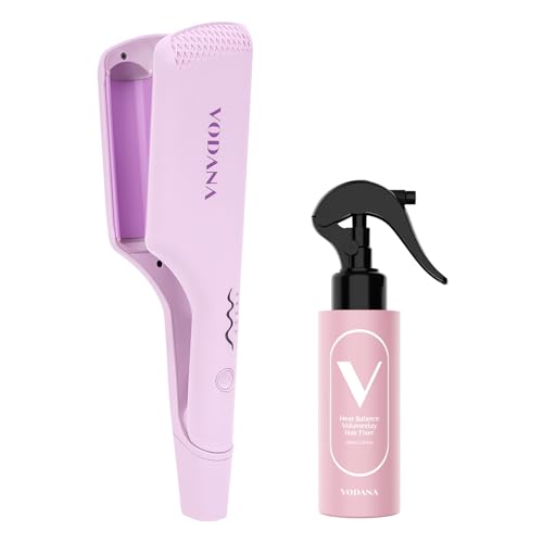 VODANA Professional Hair Irons Bundle, Triple Flow Hair Waver 1.25 inch, Lavender, Heat Balance Volume Stay Hair Fixer