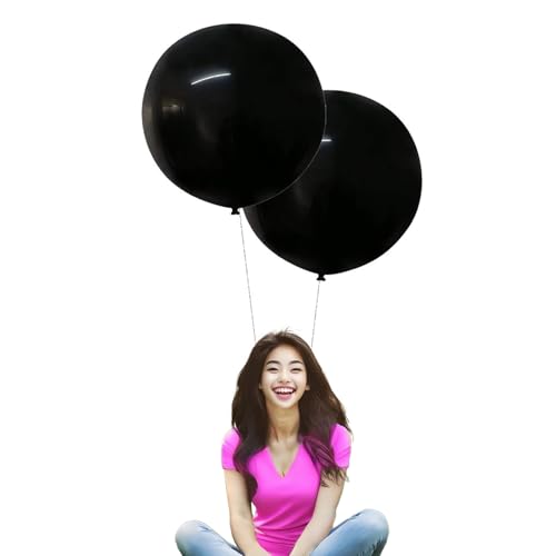 IN-JOOYAA 10Pcs 24 Inch Balloons Black Giant Round Balloons Large Balloon For Wedding Baby Shower Birthday Party Decorations