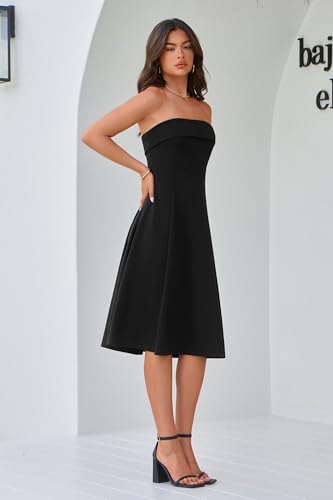 Newshows Womens Cocktail Dress Strapless Tube Formal Wedding Guest Prom Party Dress4