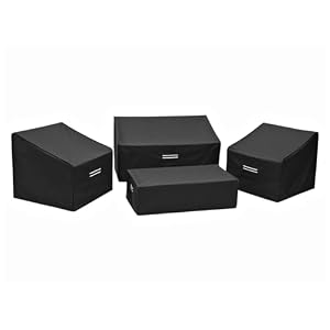 loriano Patio Furniture Covers, 4 Piece Outdoor Furniture Cover Waterproof, Patio Furniture cover set, Lawn Patio Set Covers Black