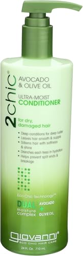 GIOVANNI 2chic Ultra-Moist Conditioner - Avocado & Olive Oil, Creamy Hydration Formula, Enriched with Aloe Vera, Shea Butter, Botanical Extracts, No Parabens, Color Safe - 24 oz