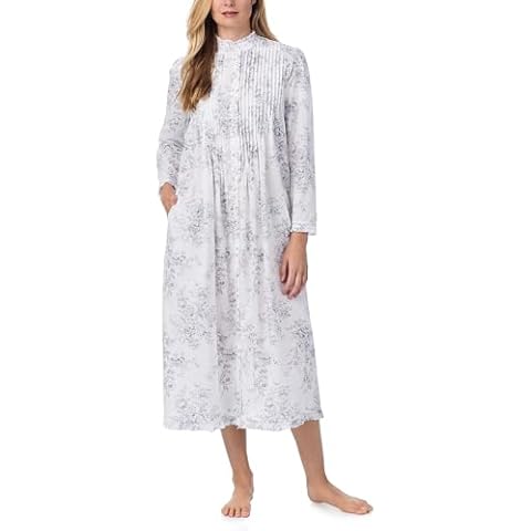 EILEEN WEST Women's Long Sleeve High Neck Ballet Gown, Grey Floral Cover