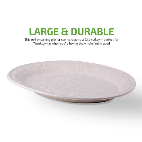 OVENTE Ceramic Oval Turkey Platter, White P4565W by OVENTE - Used condition - Image 2