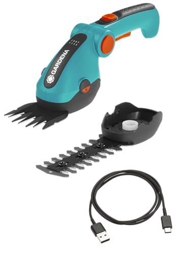 Gardena Set Akku-Gras- und Strauchschere ComfortCut Li: Rasenkantenschere und Strauchschneider, abwinkelbarer Komforthandgriff mit LED-Anzeige, Messerwechsel ohne Werkzeug (9888-20)