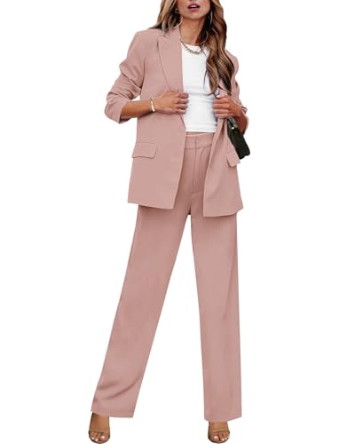 luvamia Long Blazer Work Outfits Two Piece Wide Leg Pants
