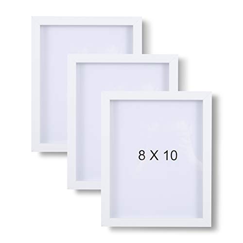 Muzilife 8X10 Shadow Box Frame Wood 3D Picture Frame Wif Glass Cover, Display Case For Wall-Hanging Or Free-Standing Picture Showcase, Set Of 3, White #TOP12