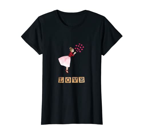 Mujer Azulejo de madera Amor corazón Día de San Valentín Manga corta Top Camiseta